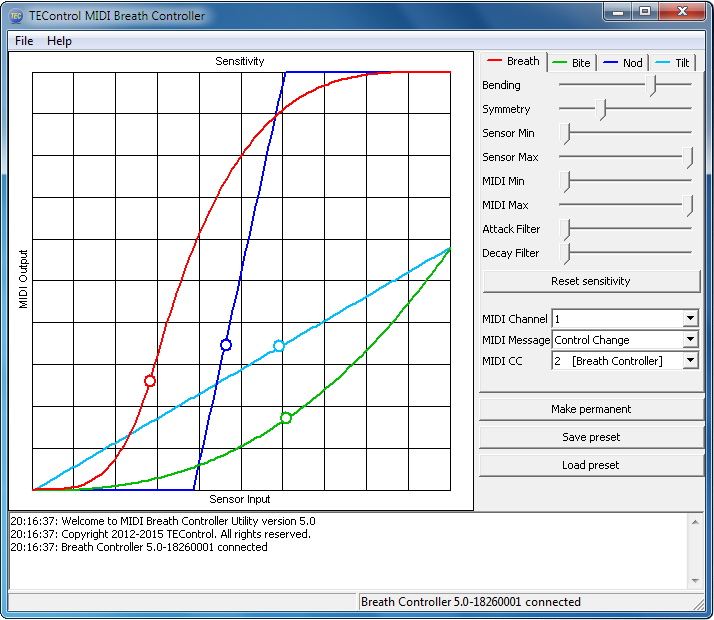tecontrol usb midi breath controller